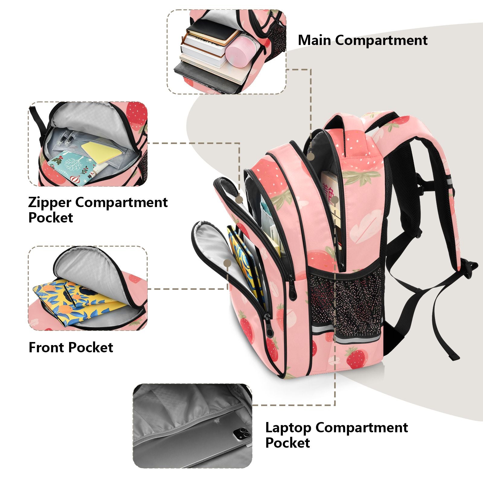 Multi-Design Kids Backpack Set - Space/Dinosaur/Flower Patterns Available,Certified School & Travel Bag