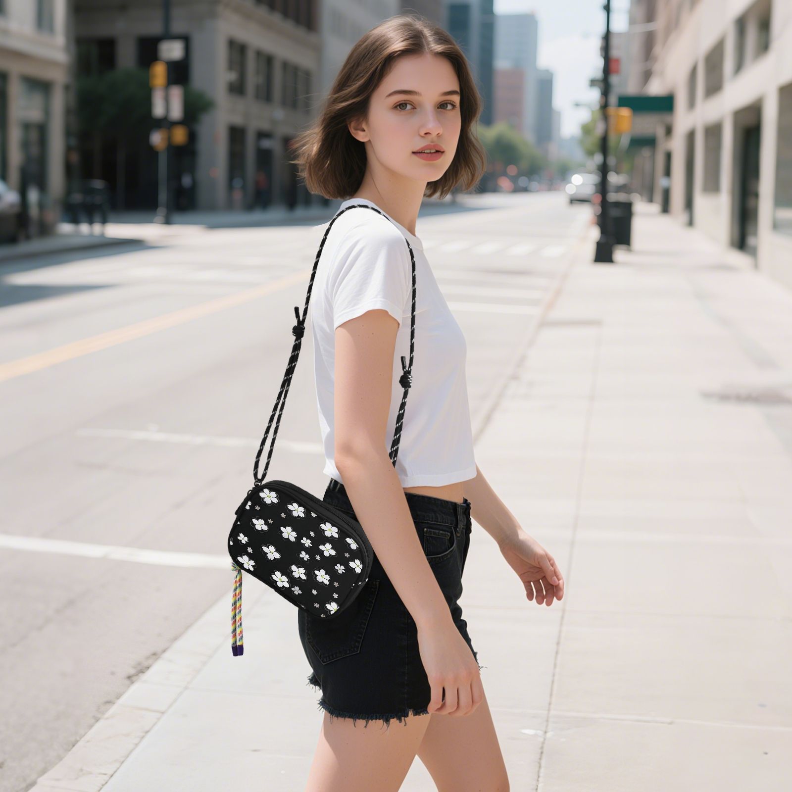 Floral Crossbody Phone Bag with Zipper Pocket