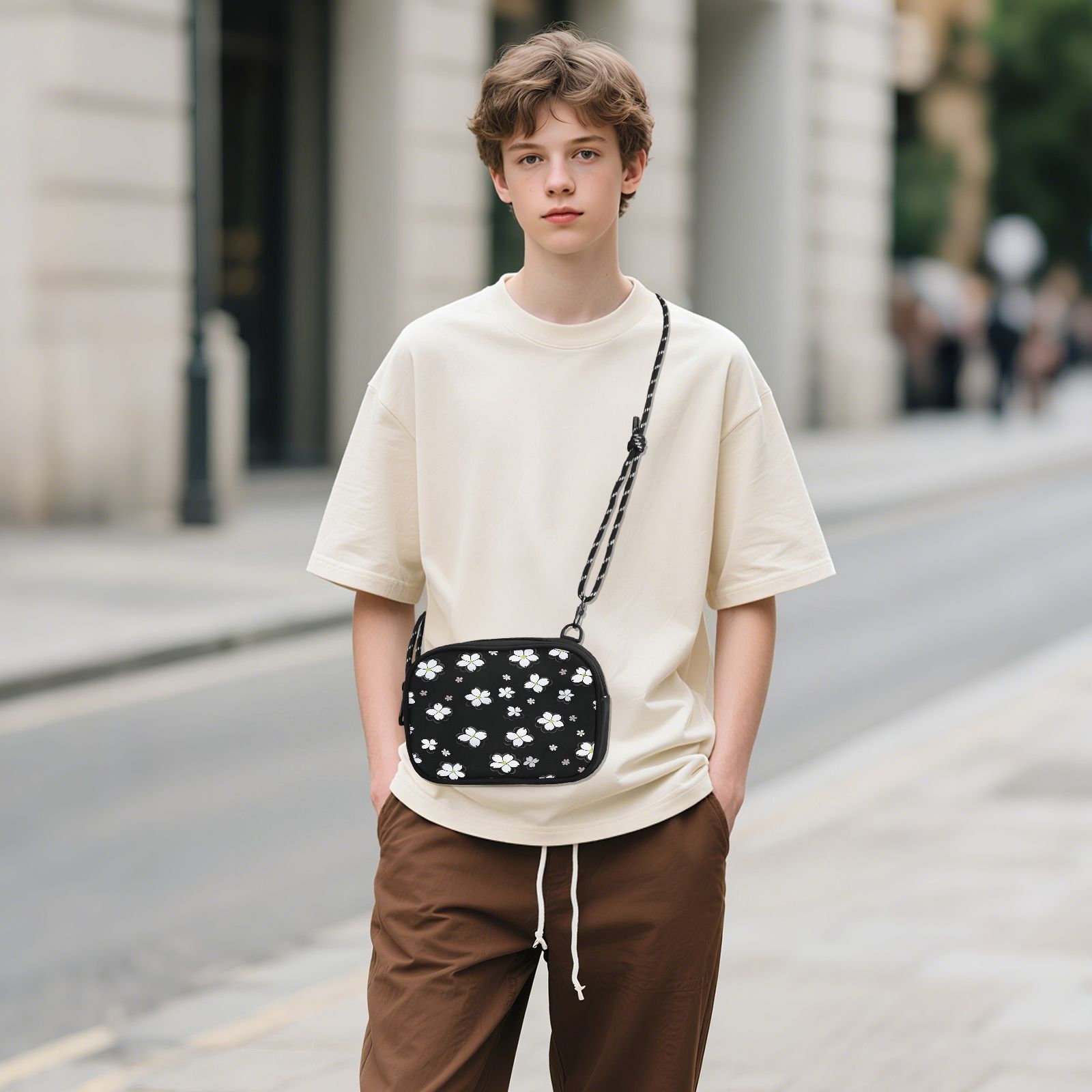 Floral Crossbody Phone Bag with Zipper Pocket