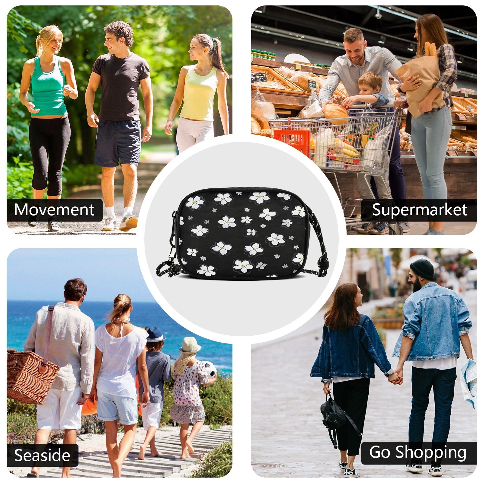 Floral Crossbody Phone Bag with Zipper Pocket
