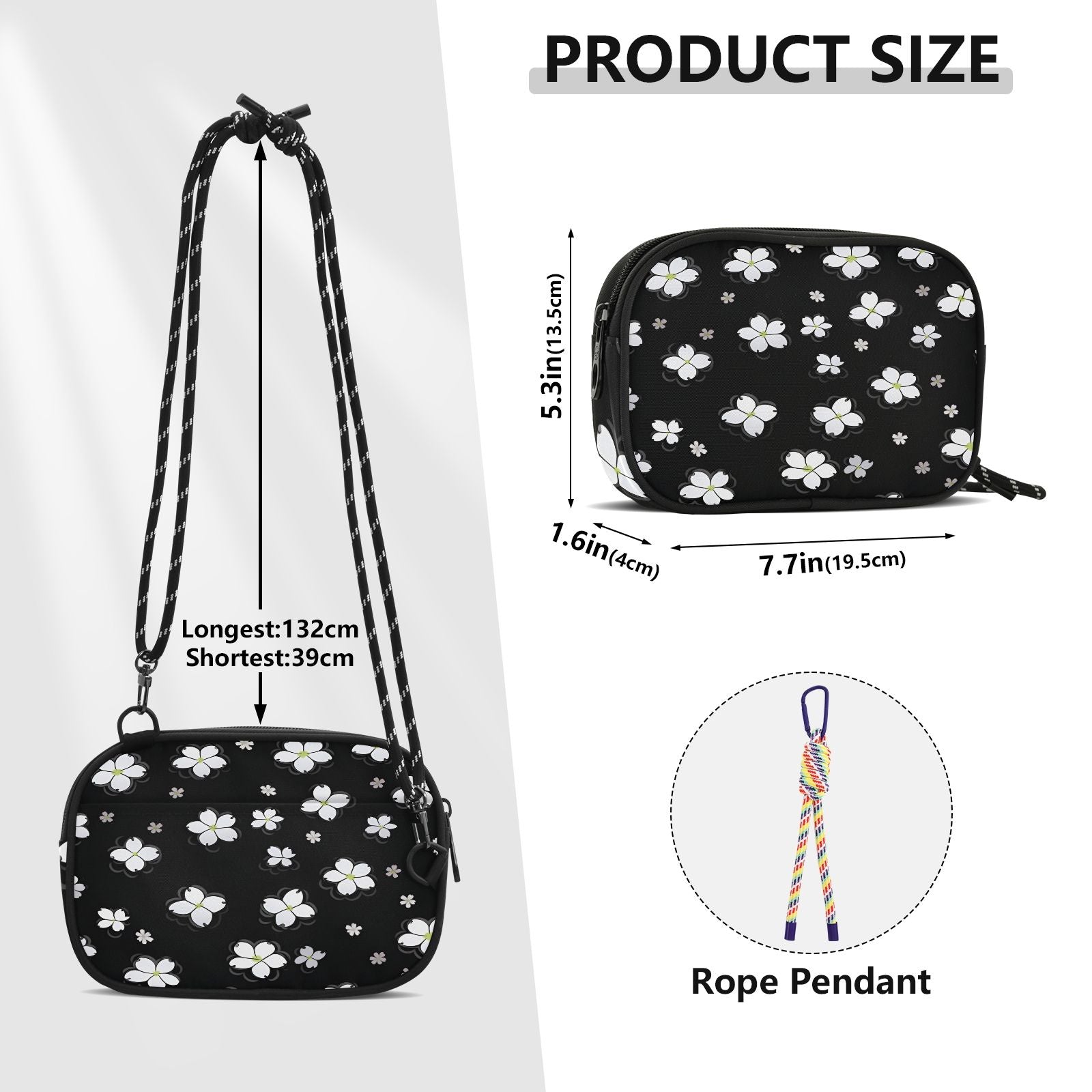 Floral Crossbody Phone Bag with Zipper Pocket