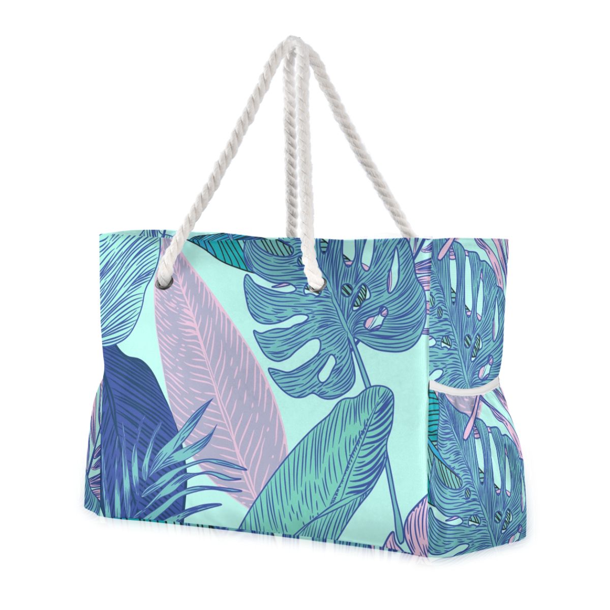 Bamboo Panda Beach Tote for Women - Large Waterproof Swim Bag with Wet/Dry Pockets, Floral Lettering Summer Vacation Essentials Carrier