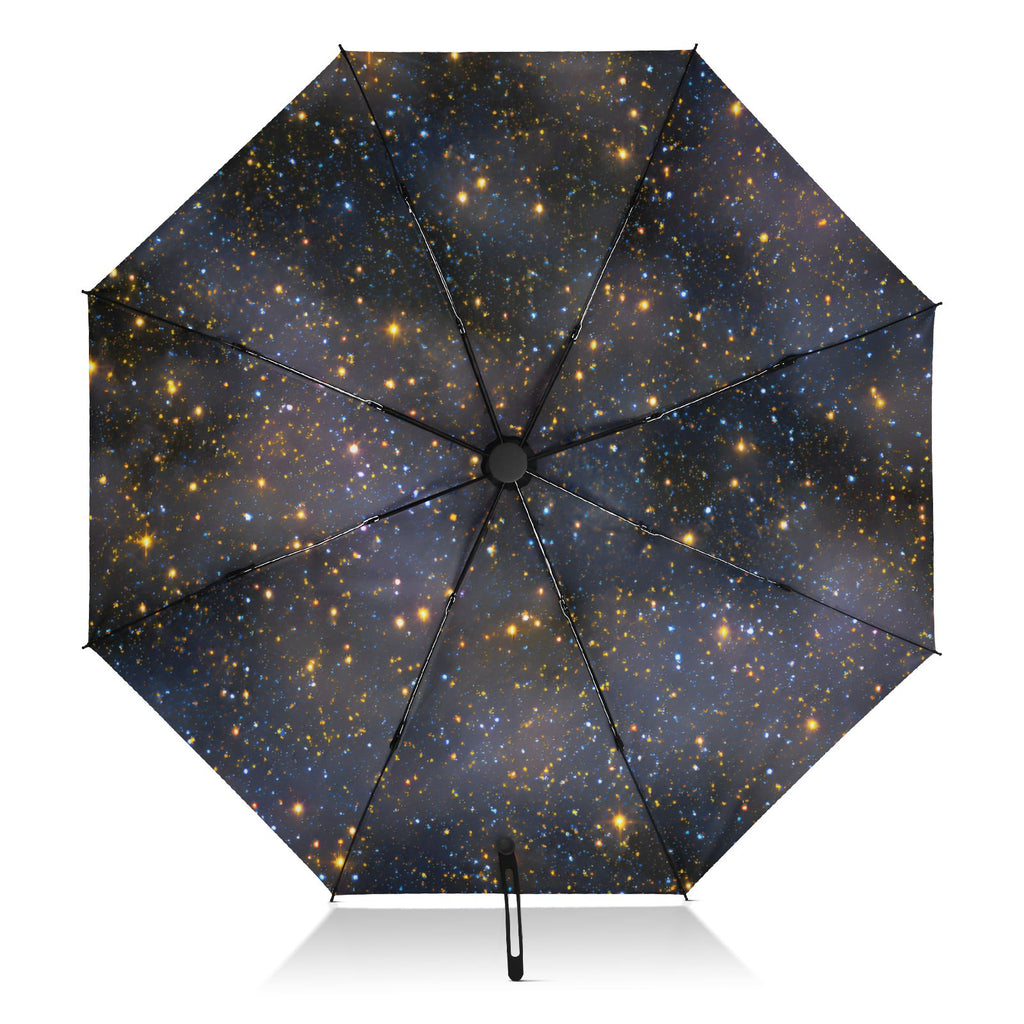 Dark Galaxy Starry Sky Umbrella - Waterproof Outdoor Umbrella with Golden Stars &amp; 8 Reinforced Ribs for Sun/Rain Protection&nbsp;
