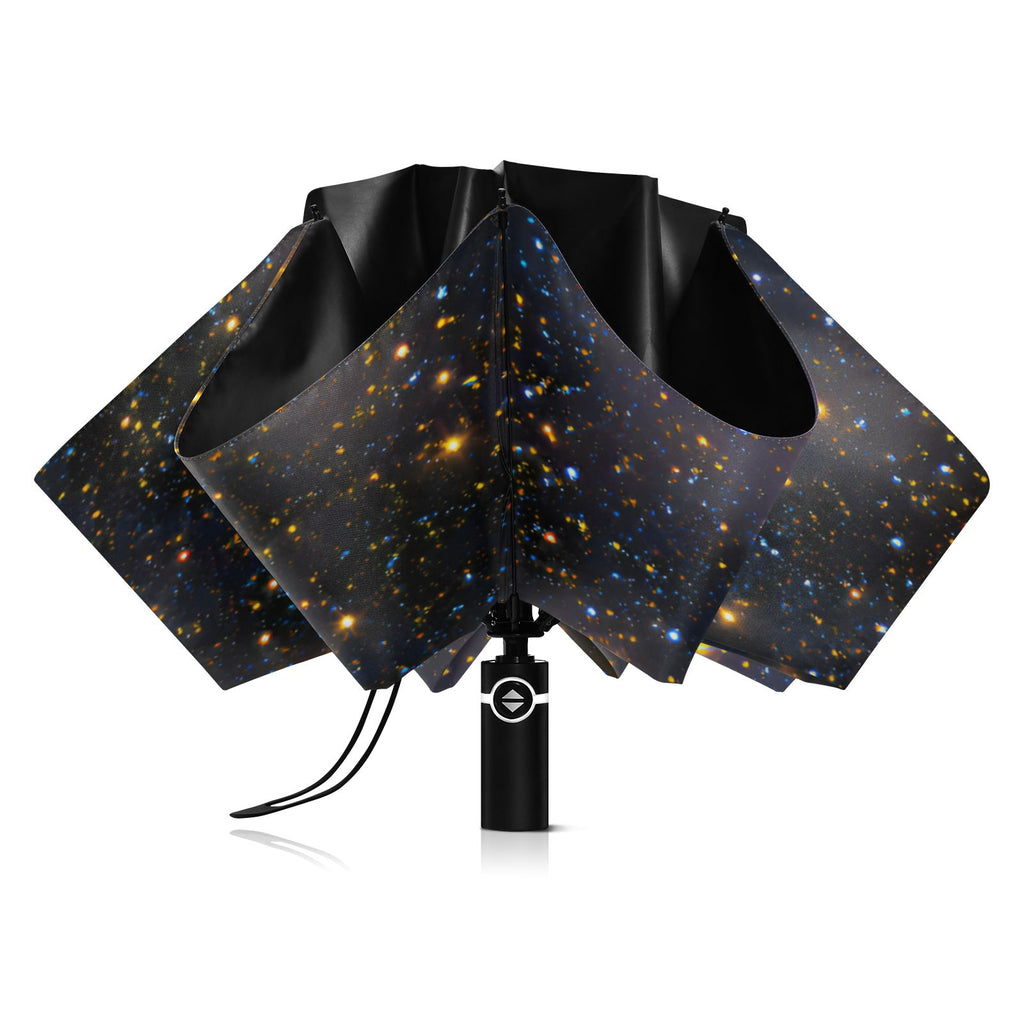 Dark Galaxy Starry Sky Umbrella - Waterproof Outdoor Umbrella with Golden Stars &amp; 8 Reinforced Ribs for Sun/Rain Protection&nbsp;