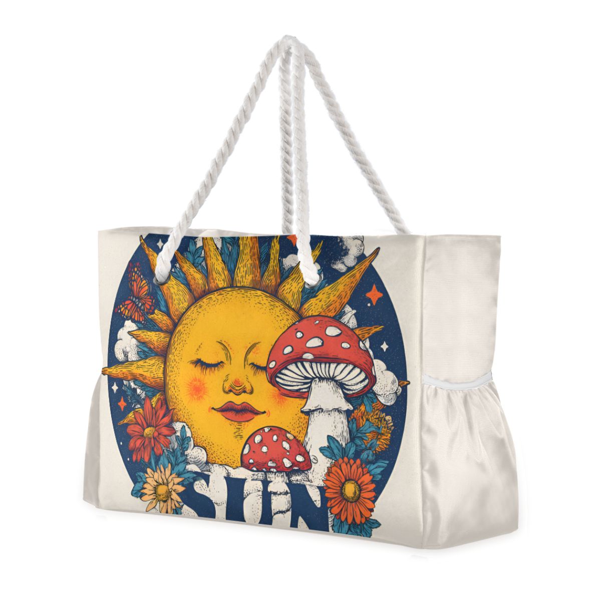 Bamboo Panda Beach Tote for Women - Large Waterproof Swim Bag with Wet/Dry Pockets, Floral Lettering Summer Vacation Essentials Carrier