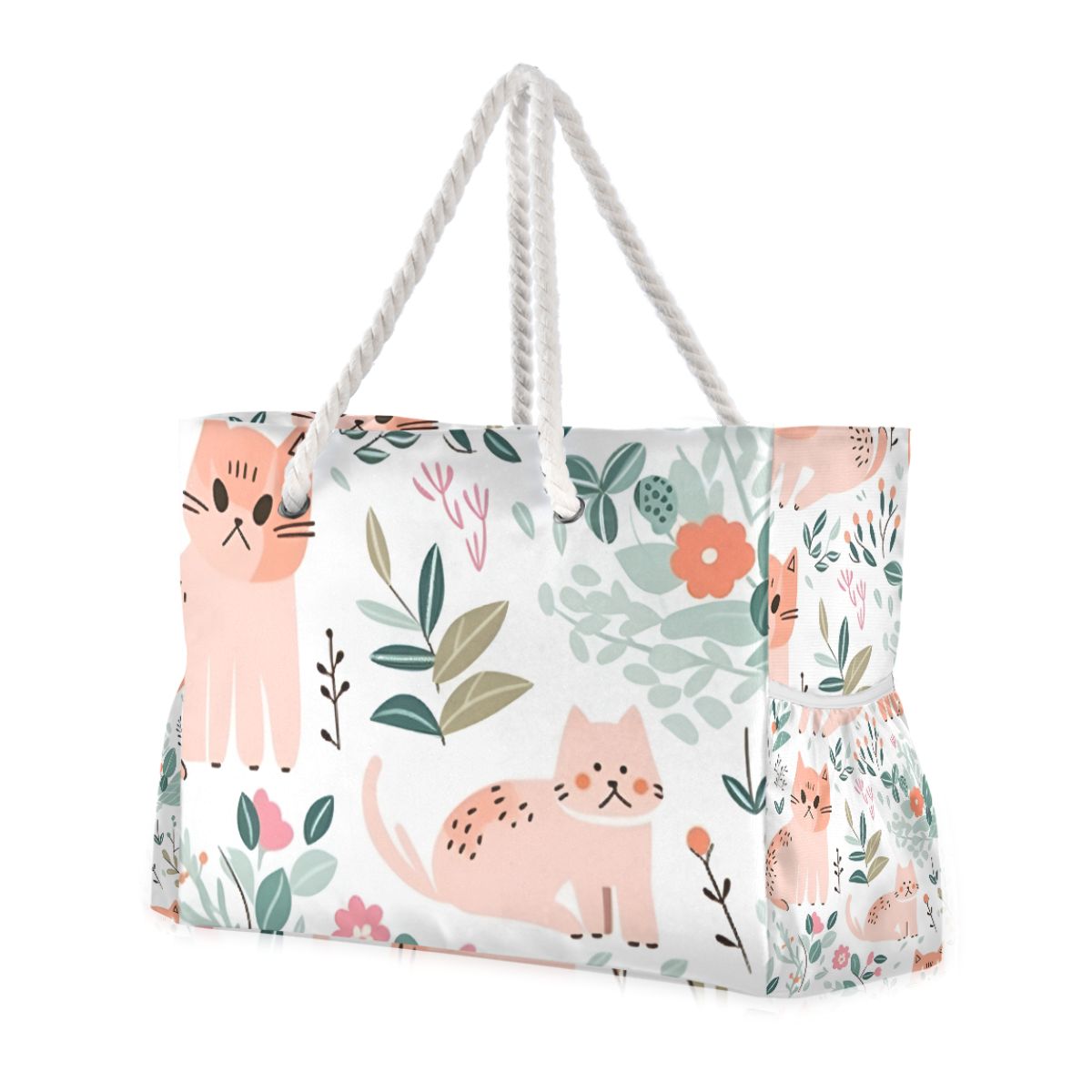Bamboo Panda Beach Tote for Women - Large Waterproof Swim Bag with Wet/Dry Pockets, Floral Lettering Summer Vacation Essentials Carrier