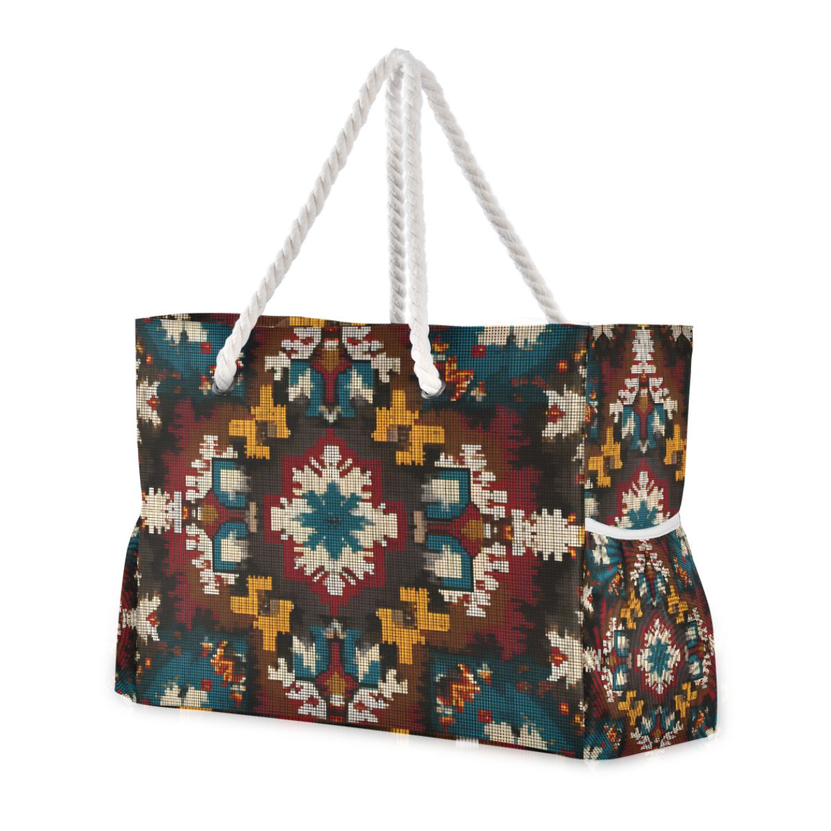 Bamboo Panda Beach Tote for Women - Large Waterproof Swim Bag with Wet/Dry Pockets, Floral Lettering Summer Vacation Essentials Carrier